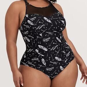 Torrid Harry Potter Swimsuit Spells Flying Keys Alohomora Bathing Suit One Piece